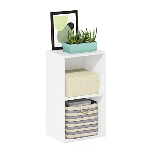 Image of Furinno PASIR Book Shelf, 2-Tier Modern Bookshelf, Open Shelves Bookcase 9 x 12 x 21, for Living Room, Bedroom, Home Office, White