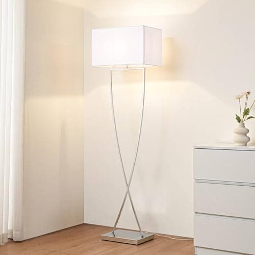 Image of Lucande Floor Lamp Evaine (Modern) in White Made of Metal for e.g. Living Room & Dining (1 Light Source, E27) from Standard