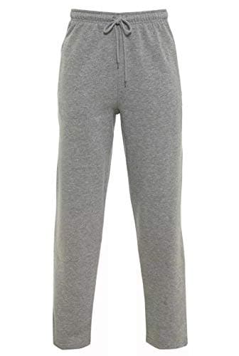 Image of Dolce Fashion® Men's Open Hem Jogging Pants - Plain Bottoms Joggers Fleece Pants Active Wear Gym Sports Sweatpants Yoga Trousers (Grey, Small)