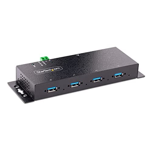 Image of StarTech.com 4-Port Industrial USB 3.0 5Gbps Hub, Rugged USB Hub with ESD Protection, DIN/Wall/Desk Mountable USB-A Hub, USB Expander w/Locking Ports, Heavy Duty - TAA