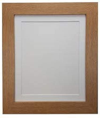 Image of FRAMES BY POST Metro Oak Photo Picture Poster Frame with White Mount Plastic Glass 18" x 14" For Pic Size 14" x 11"