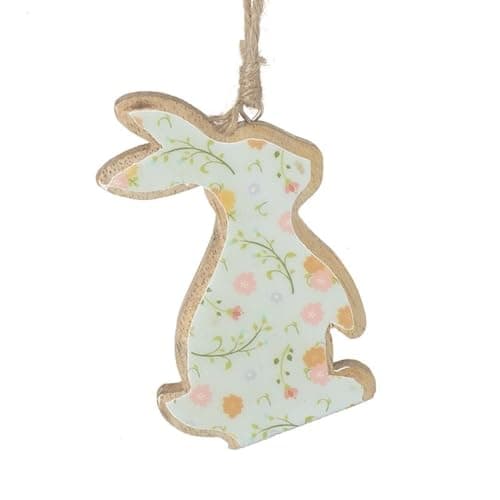 Image of Heaven Sends Wooden Floral Design Rabbit Easter Decoration