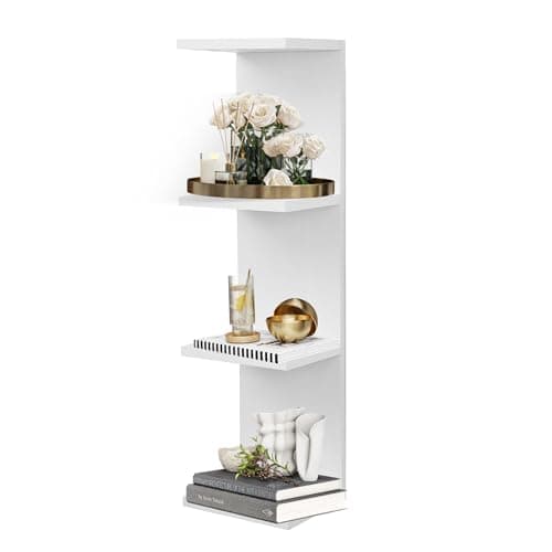 Image of FURAOMEILI 4 Tier Wall Shelf Unit,Vertical Column Floating Storage Home Decor Organizer,White Lack Wall Shelf for Bedroom,Living Room,Office Decor(1 Pack)