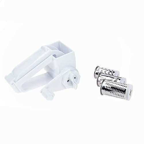 Image of KitchenCraft Multi-Purpose Rotary Cheese Grater with 3 Interchangeable Blades, White