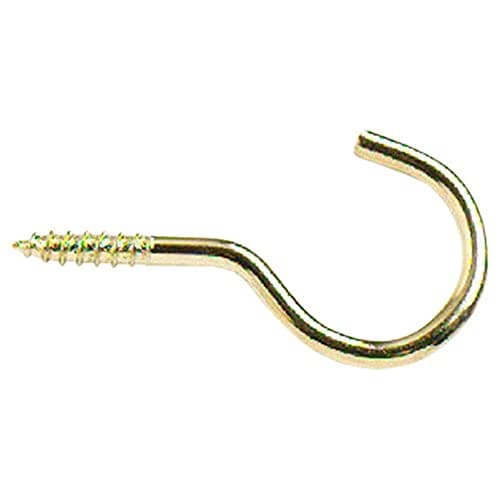 Image of Merriway® BH01167 (10 Pcs) EB Brass Plated Unshouldered Cup Mug Hooks, 50 mm (2 Inch) Overall Length - Pack of 10 Pieces