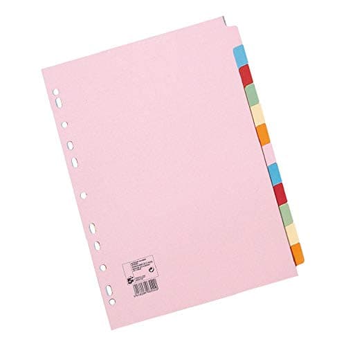 Image of 5 Star Subject Dividers Multipunched Manilla Board 12-Part A4 Assorted [Pack 10]