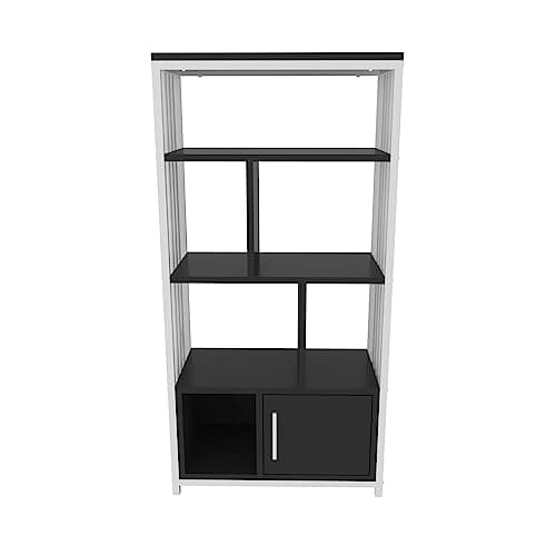 Image of DECOROTIKA - Valero Shelving Unit Bookcase Bookshelf with Cabinet and Metal Frame
