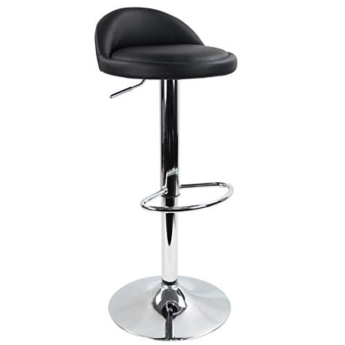 Image of KKTONER PU Leather Round Bar Stool with Back Rest Height Adjustable Swivel Pub Chair Home Kitchen Bar stools Backless Stool with Footrest (Black)