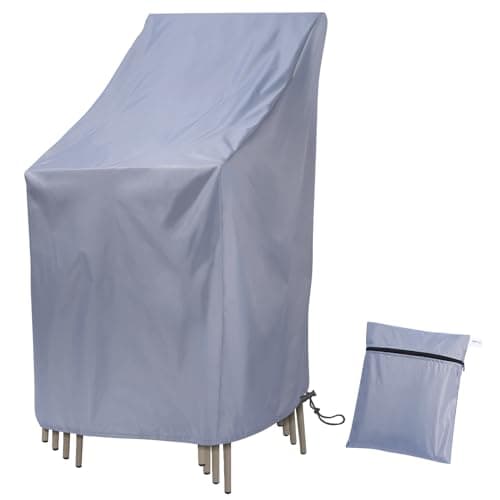 Image of Ricyea Garden Stacking Chair Cover Waterproof 210D Oxford Fabric Garden Furniture Covers, Stackable Outdoor Chairs Covers for Patio, 64x64x70/120cm (1pc, Grey)
