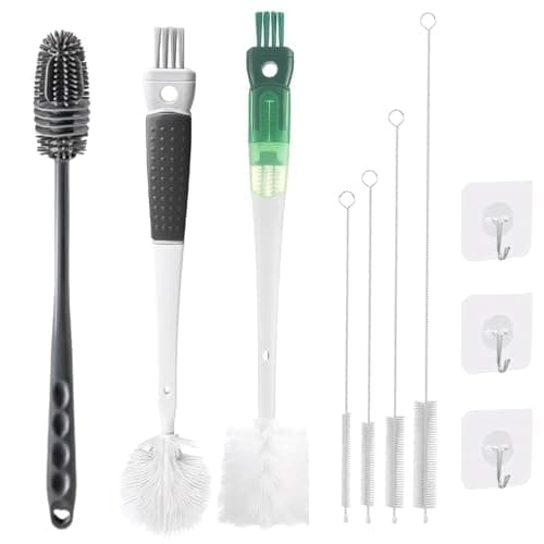 Image of 10 Pcs Water Bottle Brush Set, with Straw Cleaner Brush and Bottle Cleaning Kit Multi-Surface Cleaning Brushes for Baby Bottles, Cups, Straws Narrow Spaces