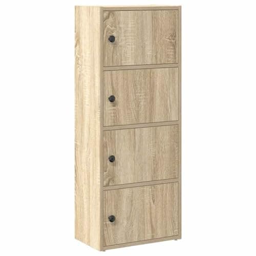 Image of vidaXL bookcase - sonoma oak - engineered wood - 40x24x102 cm - modern freestanding bookshelf for living room and office