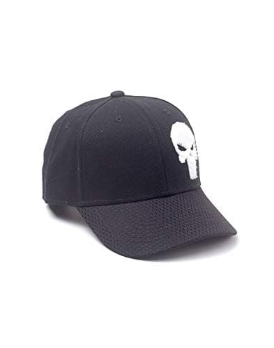 Image of MARVEL COMICS Unisex The Punisher Varsity Adjustable Cap Baseball Cap, Black (Black Black), One Size