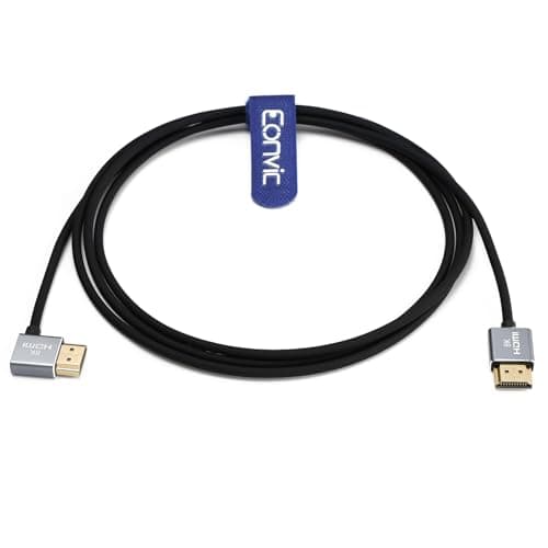 Image of Eonvic Silicone HDMI 2.1 Cable 8K@60Hz for Sony A7S3 FX3 FX6 Canon C300 Camera ATOMOS Ninja V Monitor PS5/Xbox Series, Right HDMI to HDMI Ultra HD Cord 6ft