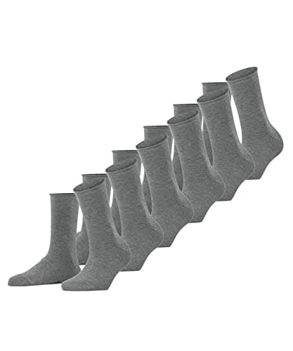 Image of FALKE Women's Happy 6-Pack Socks, Cotton, Grey (Light Grey Melange 3390), 5.5-8 (Pack of 6)