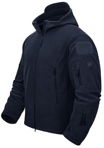 Image of TACVASEN Windproof Men's Military Fleece Combat Jacket Tactical Hoodies, Navy Blue, M