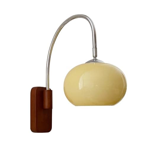 Image of Prettiee Style Glass Dome Wall Lamp - Hardwired Mounted Light for Indoor Living Room and Bedroom (White)