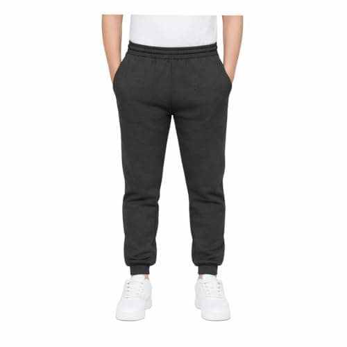 Image of KHIM Jogging Trouser Tracksuit Bottom Pant Kids Unisex Girls Boys Activewear (UK, Age, 9 Years, 10 Years, Regular, Charcoal)