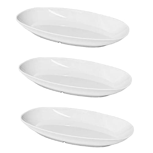Image of Harfield Deep Oval Small Plates Pack of 3 300ml Food Platter Virtually Unbreakable Polycarbonate Plastic