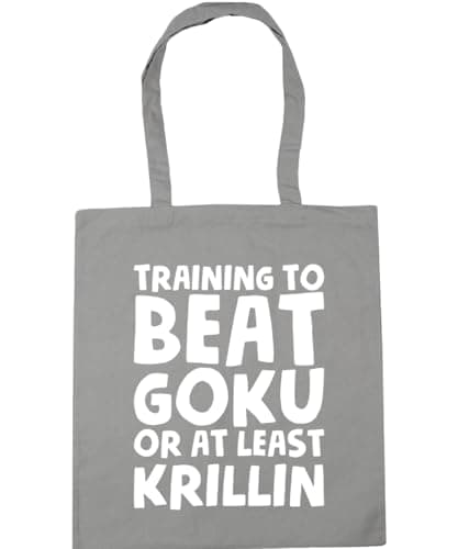 Image of Hippowarehouse Training to beat goku or at least krillin Tote Shopping Gym Beach Bag 42cm x38cm, 10 litres