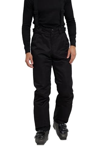 Image of Mountain Warehouse Interstellar Mens Waterproof Ski Pants - Breathable & Thermal Tested Sallopettes with Scuff Guards & Snow Gaiters - Winter Skiing, Sports, Walking Black XL
