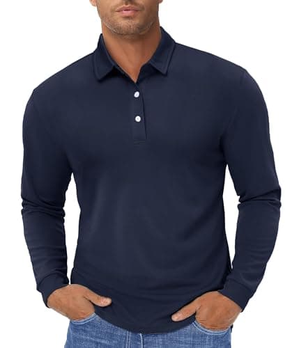 Image of TACVASEN Gym Tops for Men Breathable Long Sleeve Fishing Shirts Quick Dry Walking T Shirts Casual Tee Shirt Navy,2XL