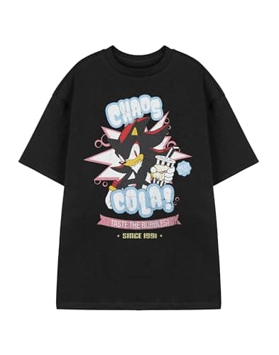 Image of Shadow The Hedgehog Chaos Cola Mens Black Graphic Tee | Retro Gamer Short Sleeved T-Shirt | Sonic Fans Apparel Gift | Retro Gaming Merchandise for Him