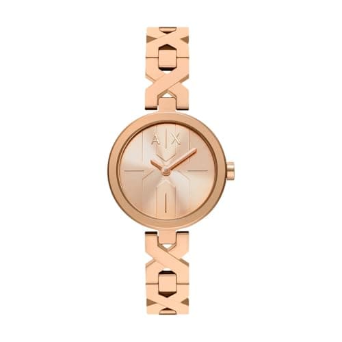 Image of Armani Exchange Watch for Women, Quartz Two-Hand Movement and 32 mm Case Size with Stainless Steel Strap, Blush Rose Gold