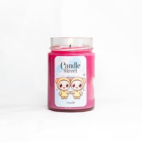 Image of Candle Street Zodiac Candle Gemini | Scented Candle | Lemon, Peppermint and Lavender Fragance | 275 g - Long Lasting 60h | Craftsmanship, Vegan, Made in Italy | Gift Idea Astrology