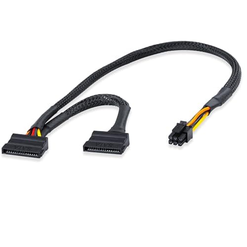 Image of ELFJMZP Mini ATX 6Pin to SATA 15Pin Power Adapter Cable, Compatible with CT1250/ECT1205/ECT1250/QCT1250/QCS1250, for SATA HDD/SSD/Optical Drive Power Expansion 45cm+15cm