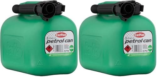 Image of CarPlan TPH005 5L Fuel Can, Unleaded Petrol (Green) (Pack of 2)