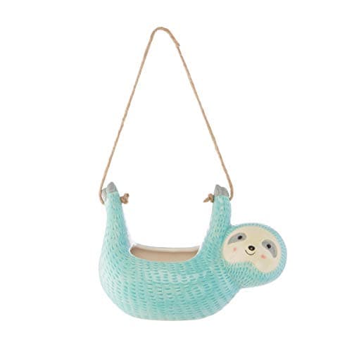 Image of Sass & Belle Seymour Sloth Hanging Planter – Cute Ceramic Hanging Plant Pot for Indoor Plants, Fun Decorative Animal Home Accessory, Quirky Sass and Belle Gift Idea Planter