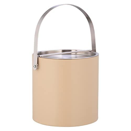Image of Kraftware 3 Quart Brushed Chrome Arch Handle & Bridge Cover: Beige Sydney Ice Bucket