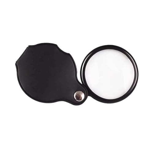 Image of 20X Pocket Magnifying Glass,Small Magnifier,Compact Folding Handheld Loupe with Rotating Protective Case,Great for Reading Stamps Seniors, Inspection & Hobbies(Black)