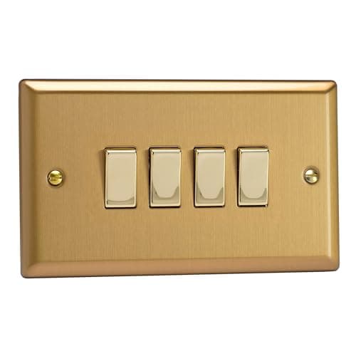 Image of Varilight XB9D Quad Light Switch, 10A, 4-Gang, 2-Way, Classic Brushed Brass