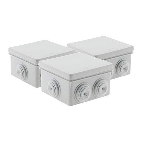 Image of Zenitech - Set of 5 Waterproof Junction Boxes 80x80x46mm - IP55 - Inlets Without Cut-Out, Lid with Wire - for Secure Electrical Installations - White