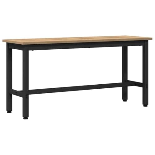 Image of RCODSSK Modern Dining Bench 100 x 32.5 x 48.5 cm, Artisan Oak Engineered Wood Bench with Steel Legs, Height-Adjustable Seating for Dining Room, Living Room, Bedroom