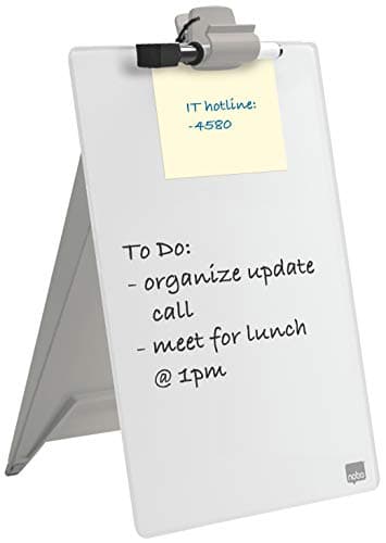 Image of Nobo Glass Dry Wipe Personal Desktop Easel Whiteboard, 21.6 x 29.7 x 3 cm, Brilliant White, 1905173