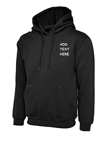Image of Personalised embroidered Hoodie Classic Hooded Sweatshirt Custom text Office Workwear logo top(XL, BLACK)