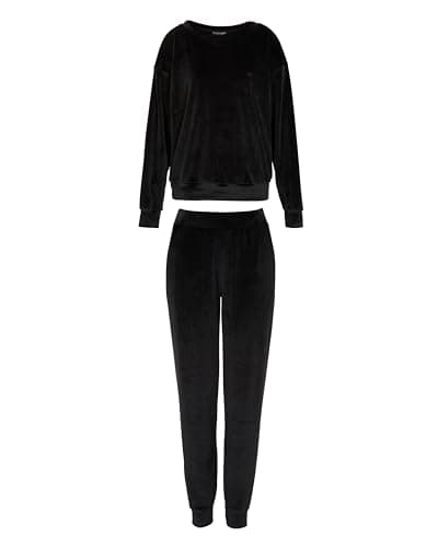 Image of Emporio Armani WOMAN'S CHENILLE TRACKSUIT SET BLACK M