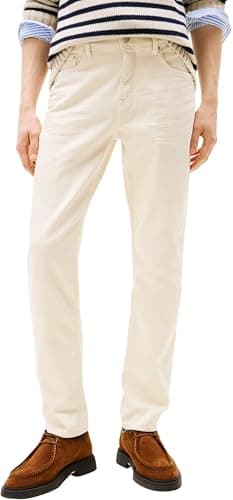 Image of Tommy Hilfiger Men's Denton Straight Fit Jeans, Off-White (Muslin), 32W/31L