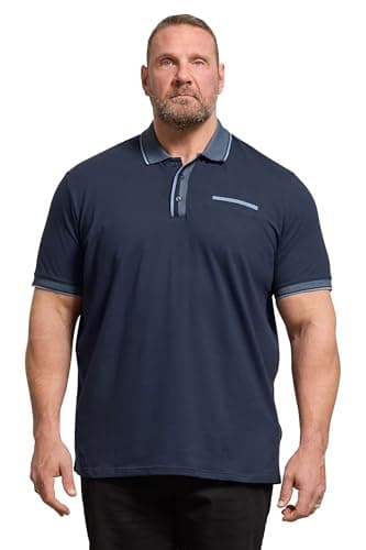 Image of BadRhino Big & Tall Blue Pocket Jacquard Polo Shirt - Men's - Plus Size Curve