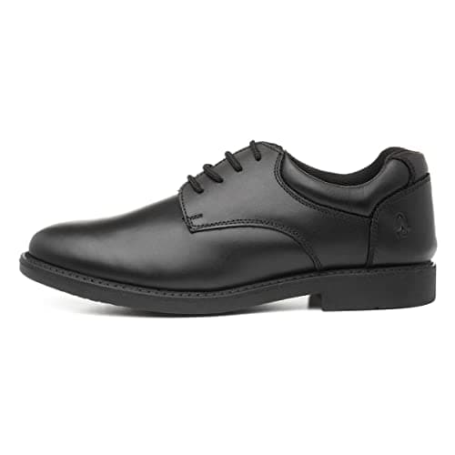 Image of Hush Puppies Tim Boys Black Leather Lace Up Shoe - Size 8 UK - Black