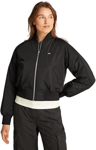 Image of Tommy Jeans Women’s Essential Water Repellent Bomber Jacket, Black (Black), XL