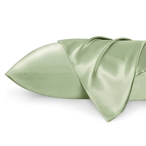 Image of Bedsure Satin Pillowcase for Hair - Similar to Silk Pillowcase, Cooling Pillow Cases 2 Pack with Envelope Closure, Gifts for Women, Queen & Standard Size 50x75 cm, Laurel Green