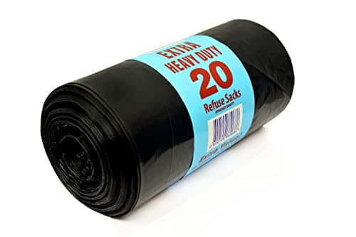 Image of Homewise 20 Thick Bin Bags Extra Heavy Duty 100L Bin Bag Refuse Sacks Pack Of 20 Eco Friendly Black Bags For Rubbish Home Offices Garden Thick Extra Strong Bin Liners Made from Recycled Material