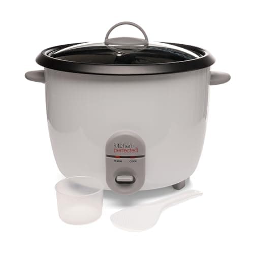 Image of Kitchen Perfected 1000W 2.8Ltr Automatic Rice Cooker - Non Stick/Removable Rice Bowl/Warm & Cook Indicators/Toughened Glass Lid/Measuring Cup/Spatula/Recipes Included - White - E3324