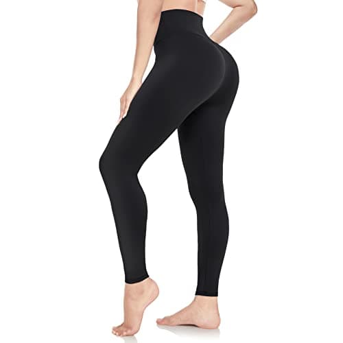 Image of ACTINPUT Black Leggings for Women Soft High Waisted Tummy Control Leggings Sports Workout Gym Running Yoga Pants(Black,S-M)