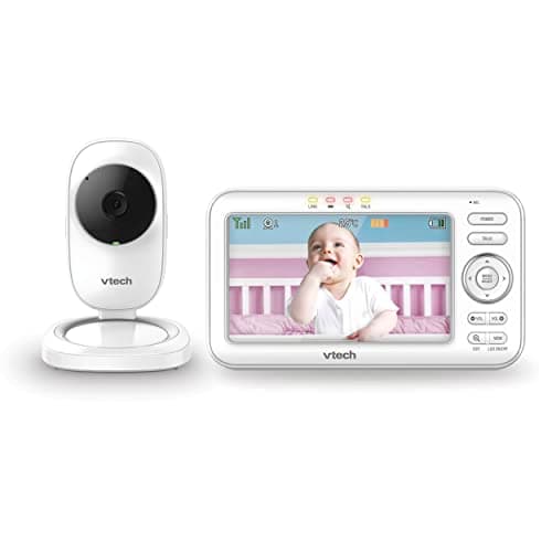 Image of VTech LM808-1W Baby Monitor with Camera,300m Long Range, Auto Night Vision, Video Baby Monitor with 5" Screen, 2-Way Audio Talk, Temperature Sensor, Power Saving Mode, Lullabies,Wall-mountable Bracket