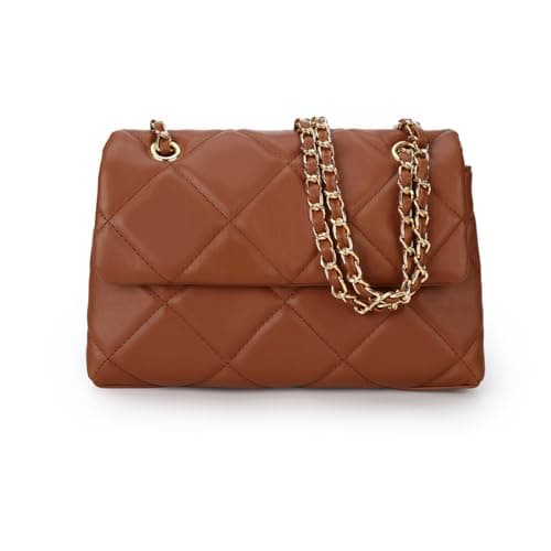 Image of Gladdon Multi Pocket Shoulder Satchel Bag for Women Diamond Pattern Crossbody Bag Soft Leather Quilted Handbag with Sliding Chain Strap