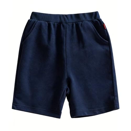 Image of Gemzon Boys Activewear PE School Shorts Kids Girls Running Gym Football Sports Shorts Dark Blue, 8-9 Years